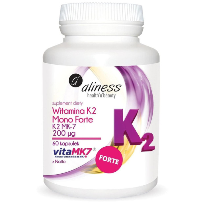 Witamina K2 MonoFORTE MK-7 200 µg z Natto 60 kaps Aliness suplement diety