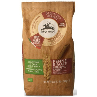 BIO Makaron Pełnoziarnisty z płaskurki penne rurki Alce Nero 500 g