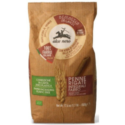 BIO Makaron Pełnoziarnisty z płaskurki penne rurki Alce Nero 500 g