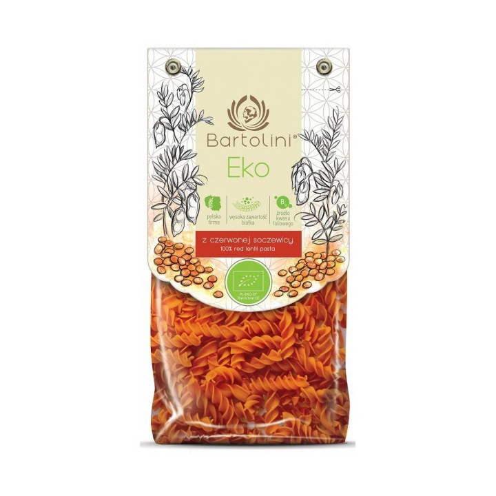 BIO Makaron z Czerwonej Soczewicy Bartolini 250 g