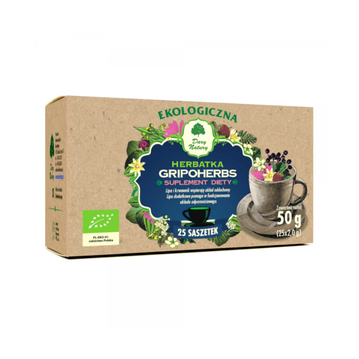 BIO herbatka Gripoherbs 25 saszetek Dary Natury - suplement diety 50 g