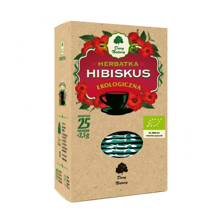 BIO hibiskus herbatka 25 saszetek Dary Natury 62,5 g