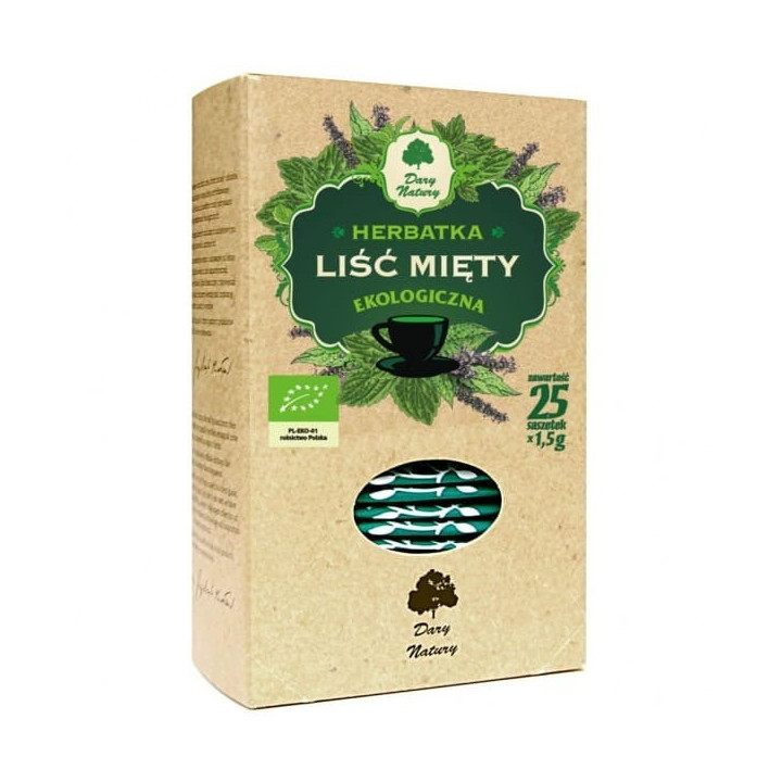 BIO mięta liść w saszetkach 25 saszetek po 1,5 g Dary Natury 37,5 g