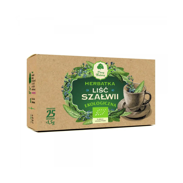 BIO liść szałwii herbatka 25 saszetek Dary Natury 37,5 g