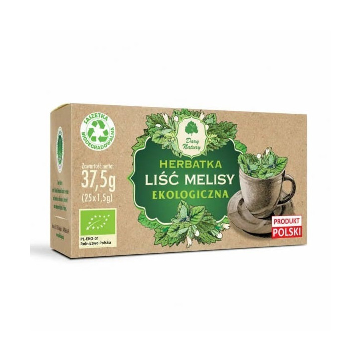 BIO liść melisy 25 saszetek Dary Natury 37,5 g