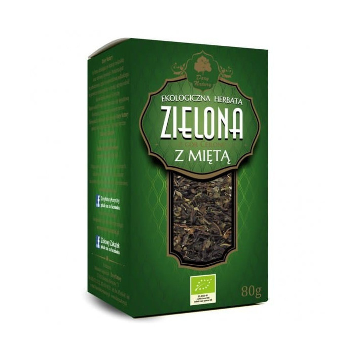 BIO Herbata ZIELONA CEJLOŃSKA Z MIĘTĄ 80 g