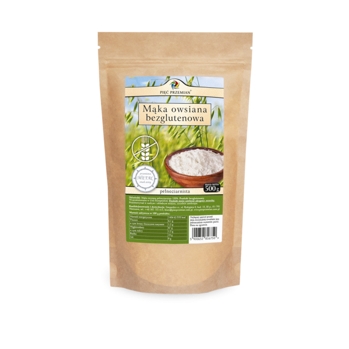 Mąka OWSIANA bezglutenowa pełnoziarnista 500 g