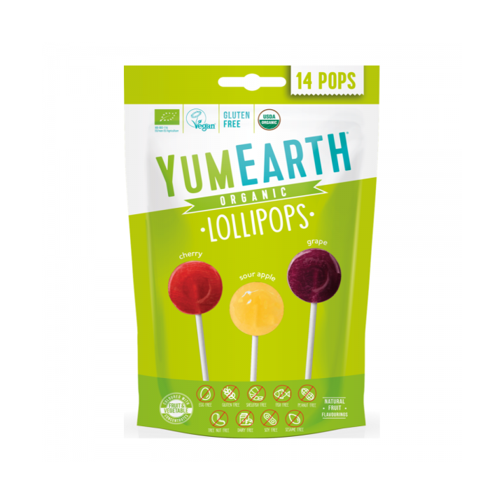 Ekologiczne lizaki owocowe kwaśne 14 sztuk Yum Earth 87 g