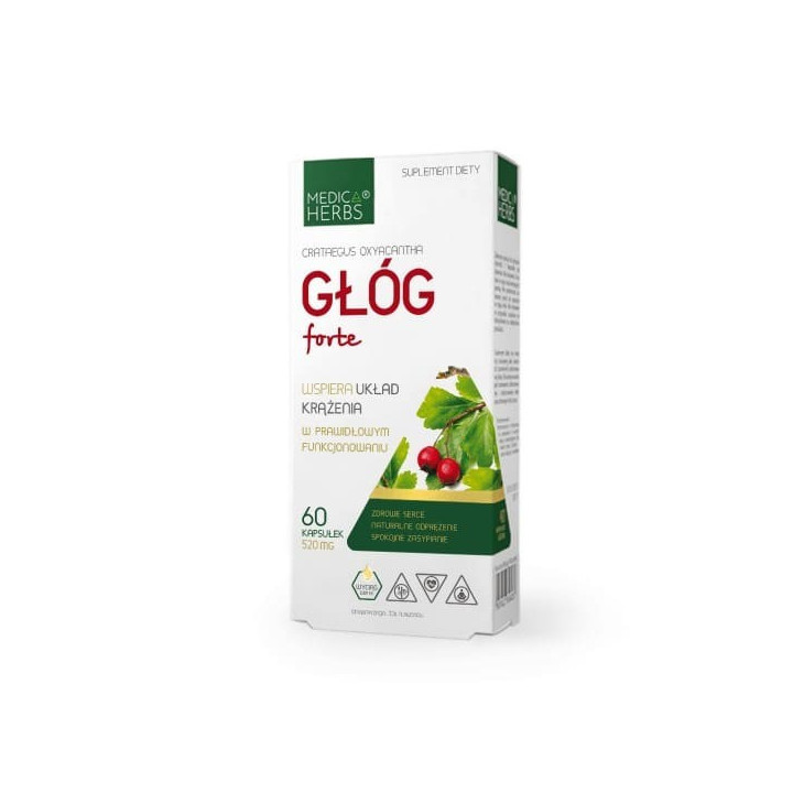 GŁÓG Forte EKSTRAKT Medica Herbs 60 kapsułek suplement diety