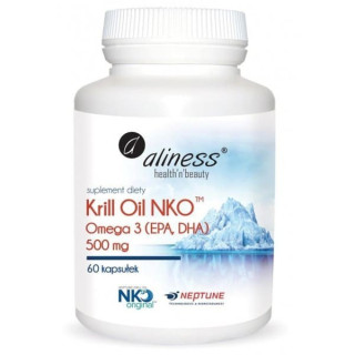 Krill Oil NKO Omega 3 z Astaksantyną, 500 mg 60 kapsułek Aliness suplement diety