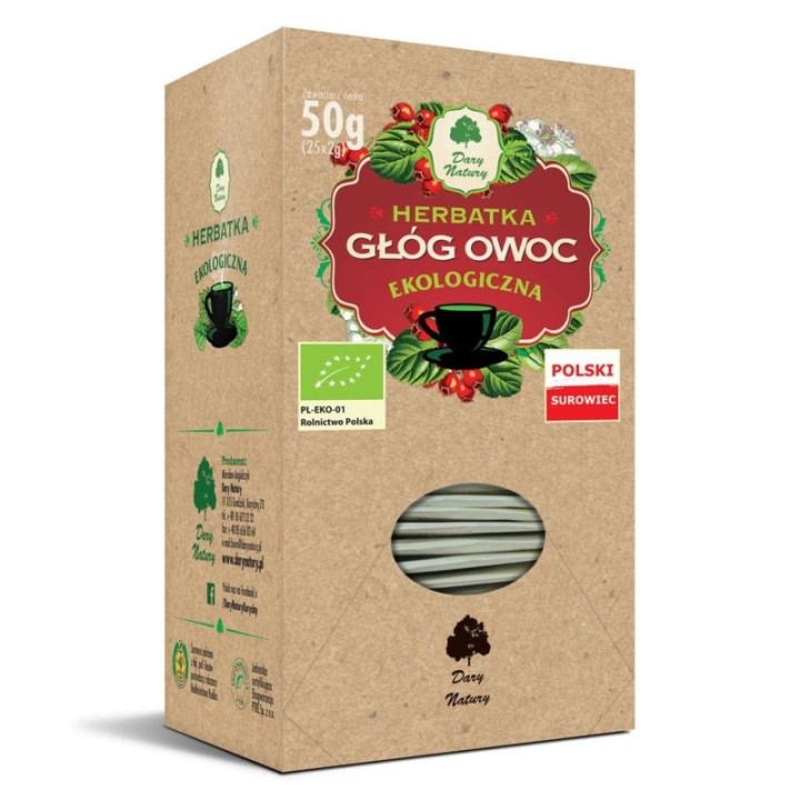 BIO owoc głogu herbatka 25 saszetek Dary Natury 50 g