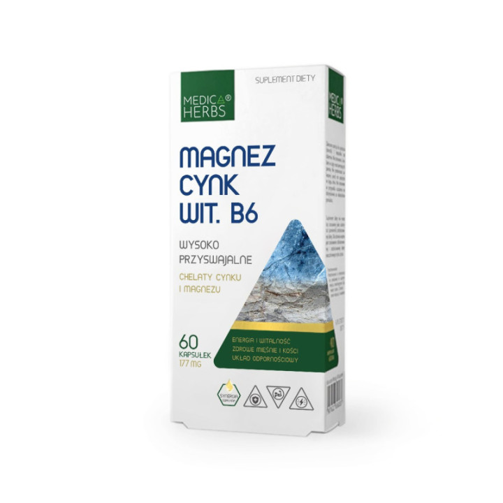 Magnez, cynk, witamina B6 Medica Herbs 60 kapsułek suplement diety