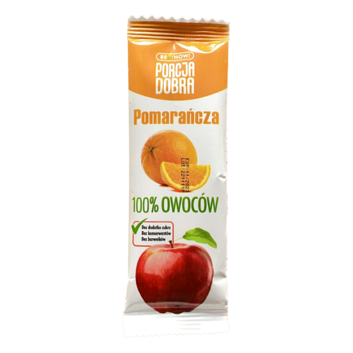 Listki owocowe Porcja dobra JABŁKOWO - POMARAŃCZOWA PRZEKĄSKA 16 g - Pure Life