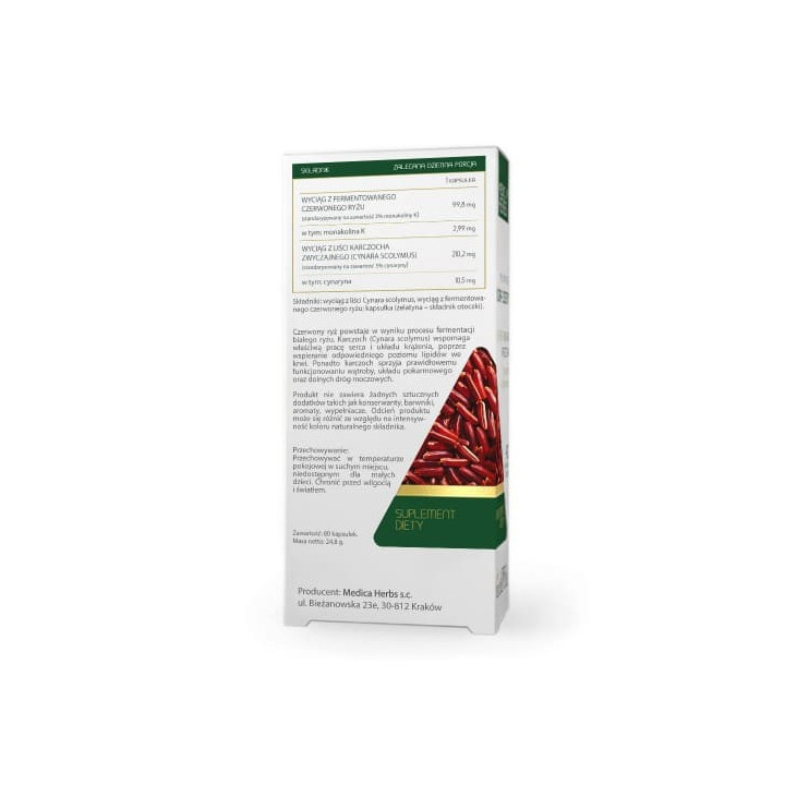 Fermentowany czerwony ryż + karczoch Medica Herbs 80 kapsułek suplement diety