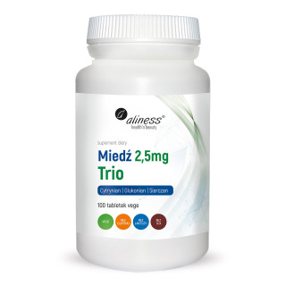 Miedź trio 2,5 mg x 100 wegańskich kapsułek Aliness suplement diety
