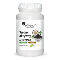 Węgiel aktywny z kokosa 300 mg x 100 vege caps Aliness suplement diety