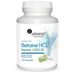 Betaina HCL + Pepsyna 650/150 mg 100 kapsułek suplement diety Aliness