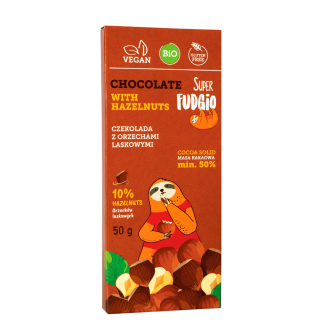 BIO czekolada z orzechami laskowymi BEZGLUTENOWA 50 g - SUPER FUDGIO