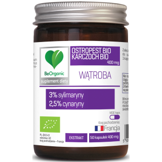 Ostropest BIO 3% + Karczoch BIO 2,5%, 400 mg x 50 kapsułek Wątroba BeOrganic suplement diety