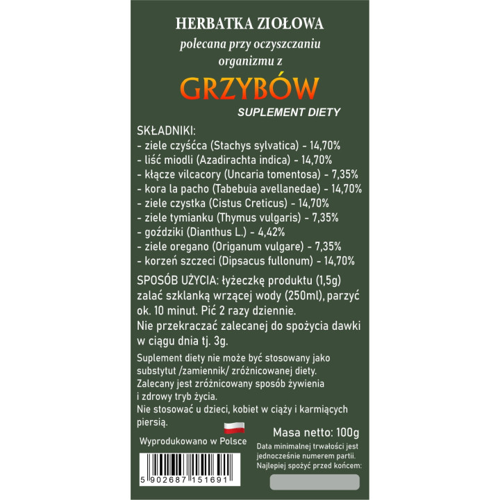 Herbata na grzyby STOP GRZYBOM Proherbis 100 g suplement diety