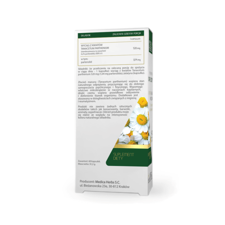 Złocień Maruna 520 mg, 60 kapsułek suplement diety MEDICA HERBS