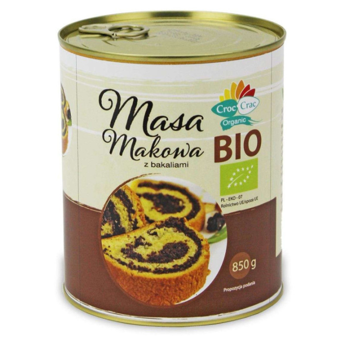 Masa makowa z bakaliami BIO 850 g w puszce - CROC-CRAC (BIOVERI)