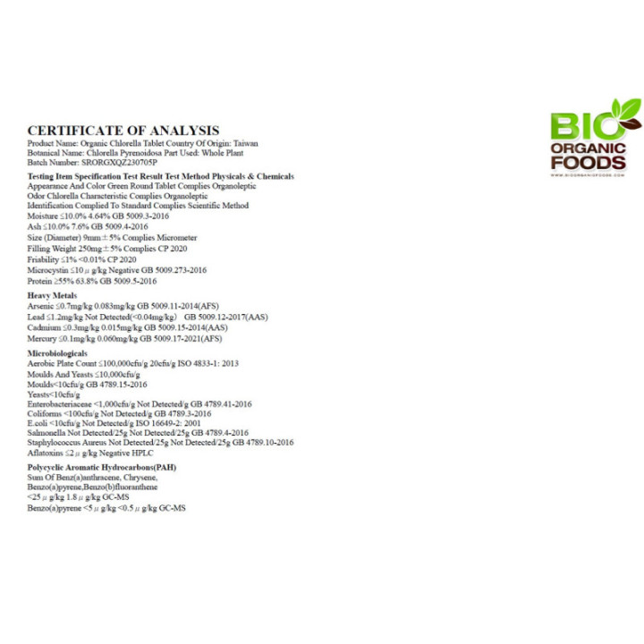Chlorella Pyrenoidosa BIO Organic Foods 300 g