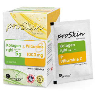 Aliness proSkin Kolagen rybi 5g+Witamina C 1000 mg Complex suplement diety cytrynowy 30 saszetek