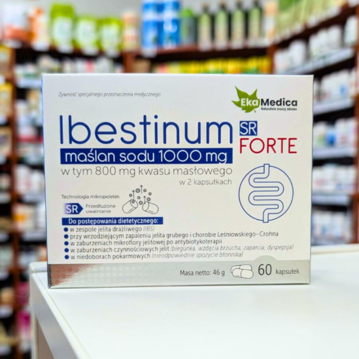 Ibestinum FORTE SR – Maślan Sodu, Mikropeletki, 60 Kapsułek Eka Medika