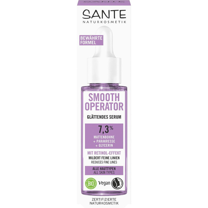 Serum do twarzy wygładzające z efektem retinolu 7,3 % - Vigna Aconitifolia, Parakres Gliceryna ECO 30 ml - SANTE