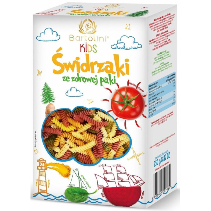 Makaron Dla Dzieci Świderki z Warzywami 250 g – Bartolini