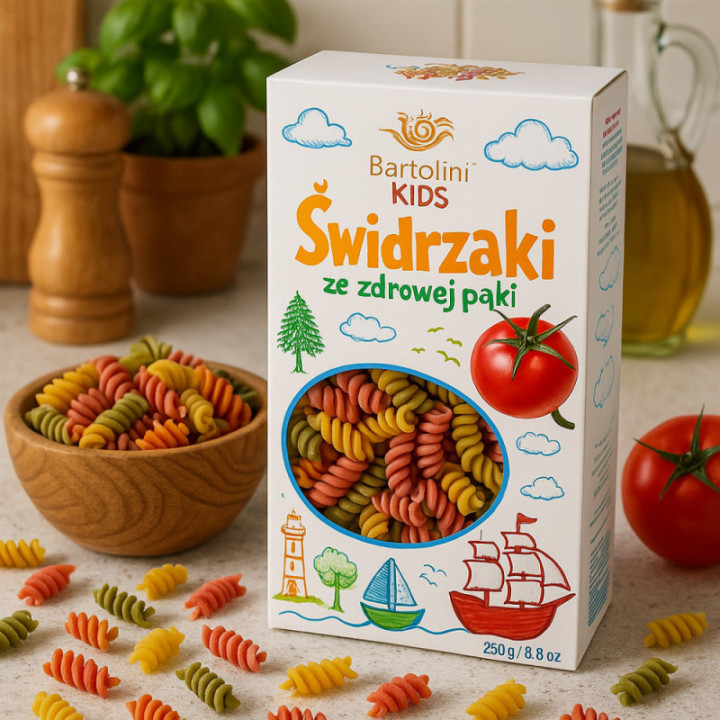 Makaron Dla Dzieci Świderki z Warzywami 250 g – Bartolini