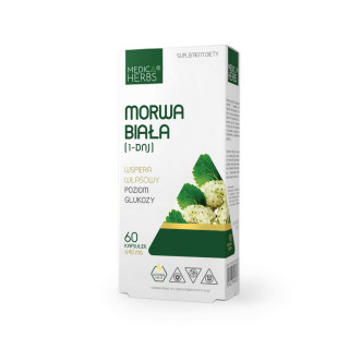 Morwa Biała 640 mg, 60 kapsułek Medica Herbs (1% 1-DNJ) suplement diety