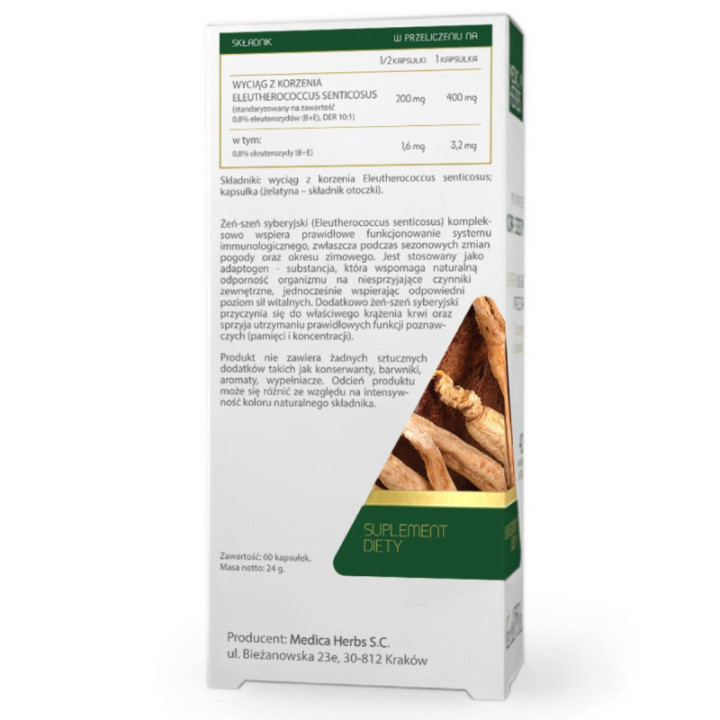 Żeń-Szeń syberyjski Medica Herbs 60 kapsułek suplement diety
