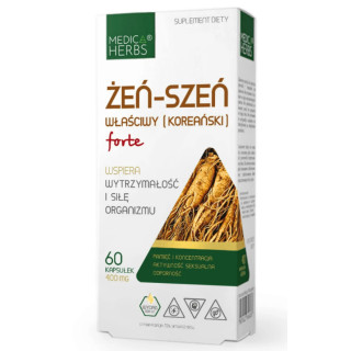 Żeń-szeń właściwy (koreański) Forte Medica Herbs 60 kapsułek suplement diety