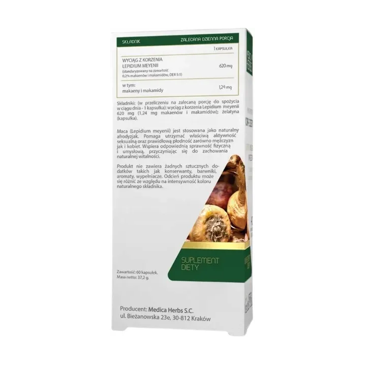 MACA wyciąg z korzenia Lepidium meyenii 60 kapsułek Medica Herbs suplement diety
