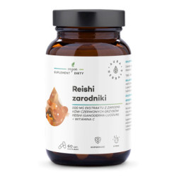Reishi zarodniki 800mg + witamina C 60 kapsułek suplement diety - AURA HERBALS