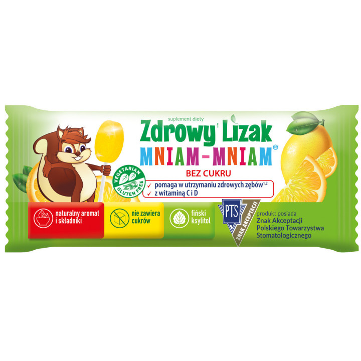 Zdrowy lizak dla dzieci Mniam-Mniam cytrynowy suplement diety 6 g