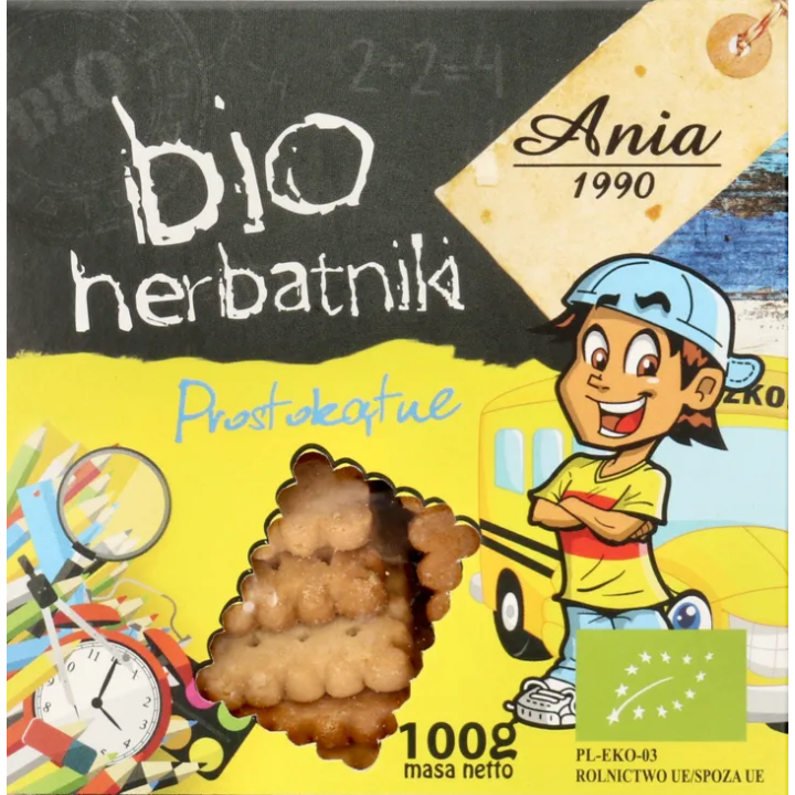 Herbatniki Prostokątne dla dzieci BIO Ania 100 g