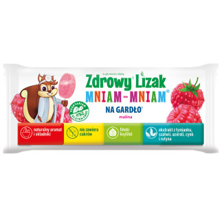 Zdrowy lizak dla dzieci Mniam-Mniam na gardło malina suplement diety 6 g