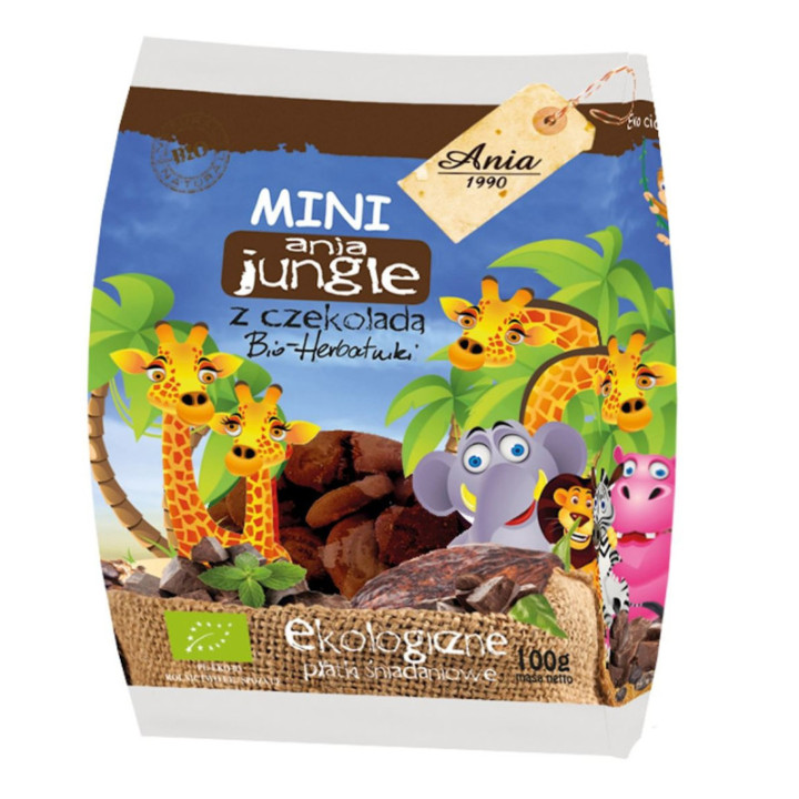 Ciastka z czekoladą mini jungle BIO 100 g - BIO ANIA