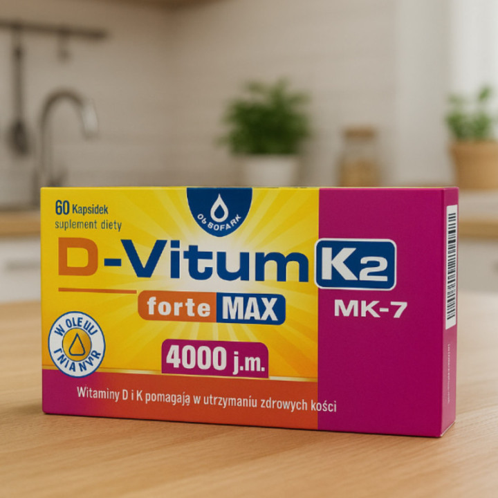 D-Vitum Forte MAX witamina D + K2 +MK 7 60 kapsułek Oleaofarm suplement diety