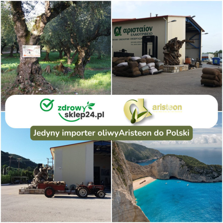 Zestaw 4 oliw ARISTEON 500 ml cytryna, BIO, pomarańcza, czosnek BEZPŁATNA DOSTAWA