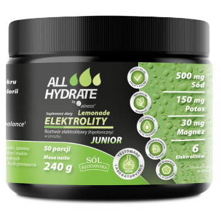 ALLHydrate Elektrolity JUNIOR Lemonade 240 g 50 porcji suplement diety - Aliness
