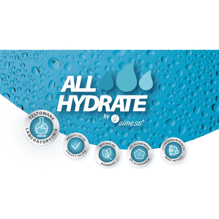 ALLHydrate Elektrolity Lemon + Kofeina 200 mg, 345 g 50 porcji suplement diety - Aliness