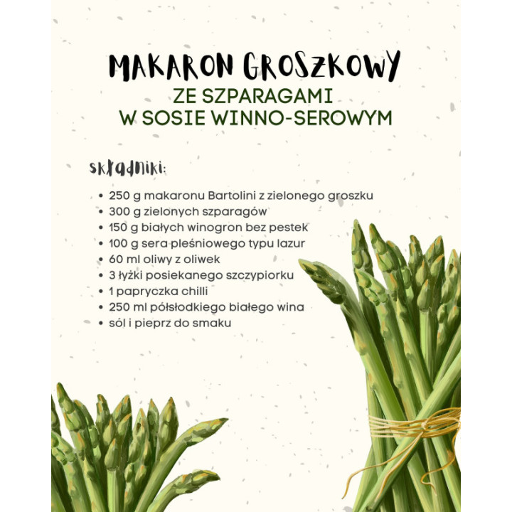 Makaron proteinowy z groszku zielonego świderki BIO - Bartolini 250 g