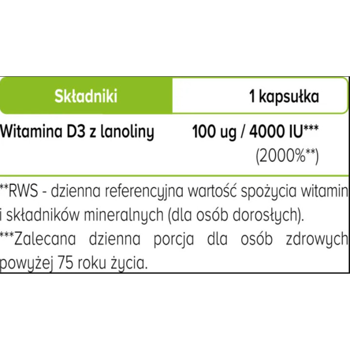 Witamina D3 4000 IU z lanoliny Biowen – 120 kapsułek