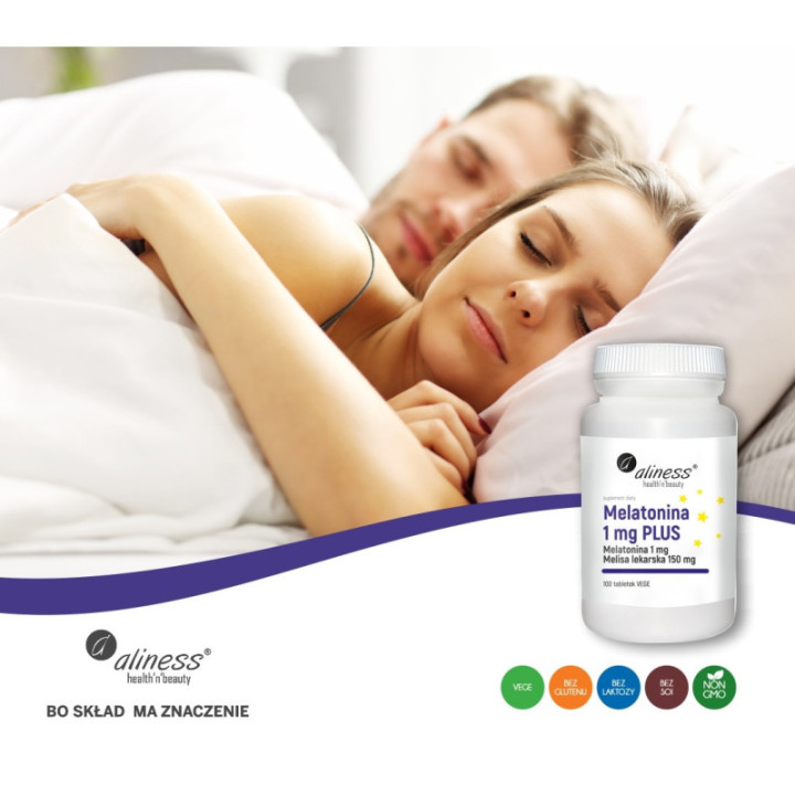 Melatonina 1 mg PLUS x 100 tabletek Aliness suplement diety