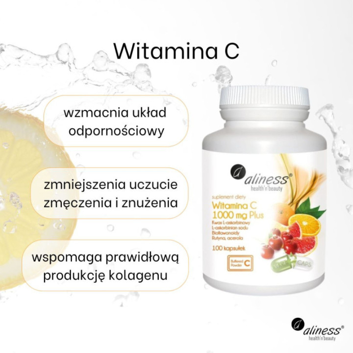 Witamina C 1000 mg Plus x 100 kaps VEGE Aliness suplement diety