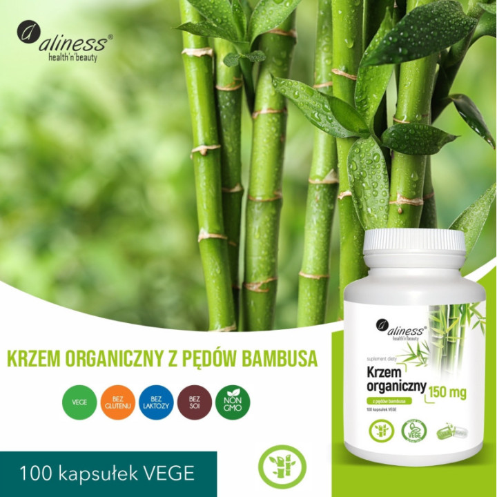 Krzem organiczny z pędów bambusa 150 mg x 100 VEGE caps suplement diety